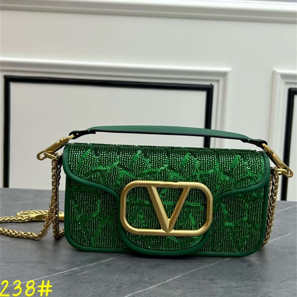 Bolsa de couro Lady Letter Bags Vallentinoo Cadeir Cross Diamond Top Top Top Chapé Diagonal Qualidade brilhante com moda feminina Um ombro 2LEW Zwyj