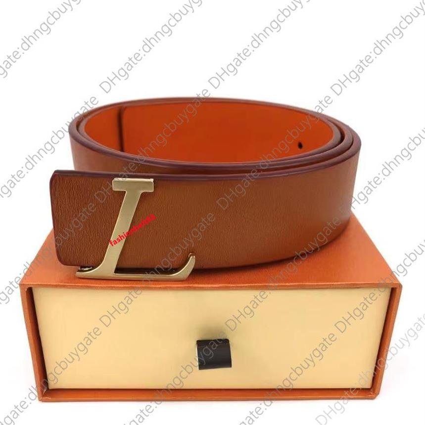 Kvalitetsdesigner High Fashion Womens Men Designers Belts Läder Black Golden Buckle Classic Casual Belt Width 3 8cm med Box290R