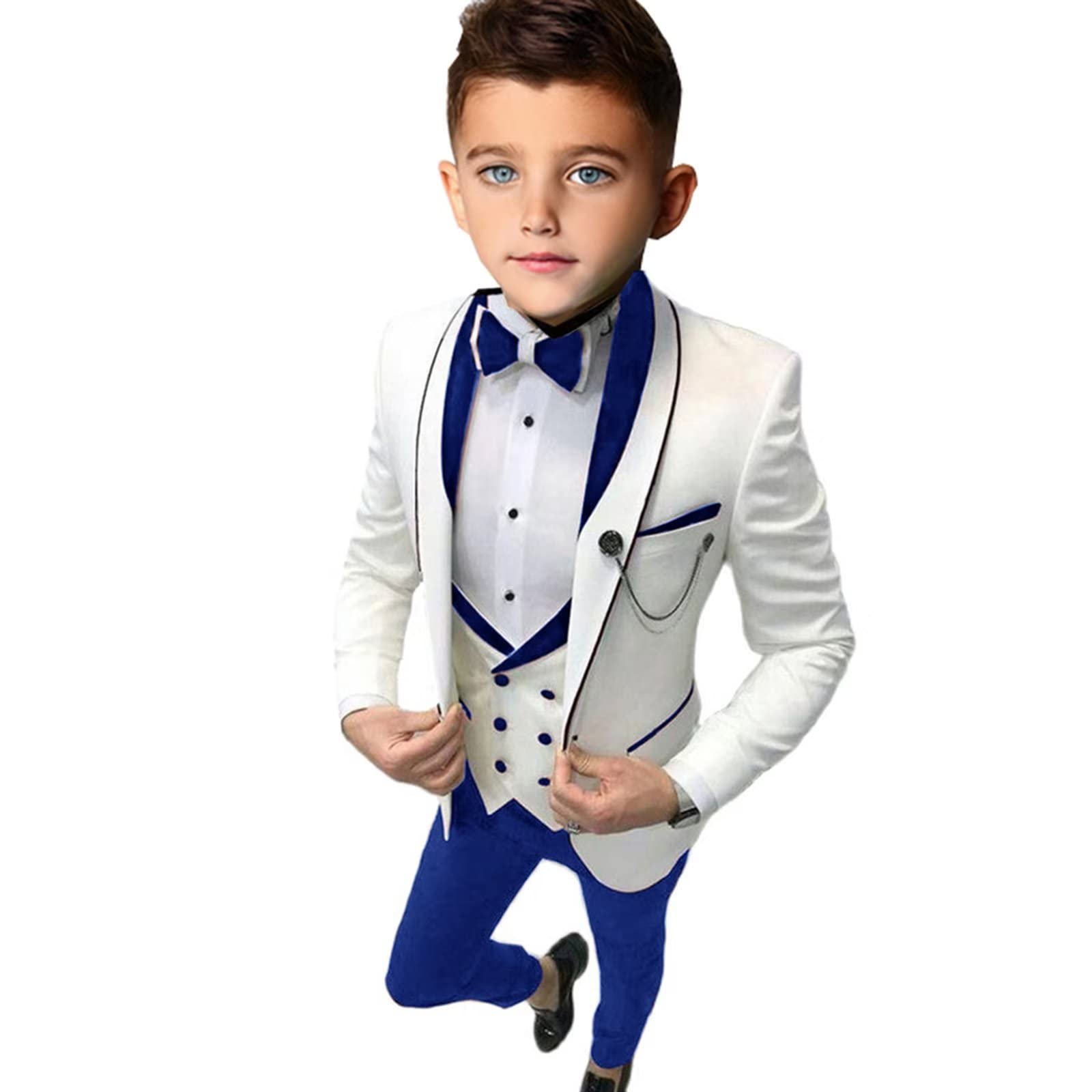 Paisley Classic 3 Parti Takımları Erkekler İçin Akıllı ve Şık Boy's Smokin Çocuklar İçin Formal Kıyafet Blazer Yelek ve Pantolon Partisi Düğün Çiçek Boys Bearer Smokin