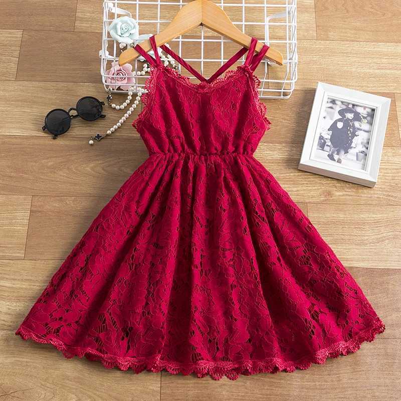 Girl's Dresses Pink Sling Princess Girl Dress Vacation Summer Lace Dress Casual Wearing 3 6 7 8 Years Children Clothing Kids Girl Cute Vestidos