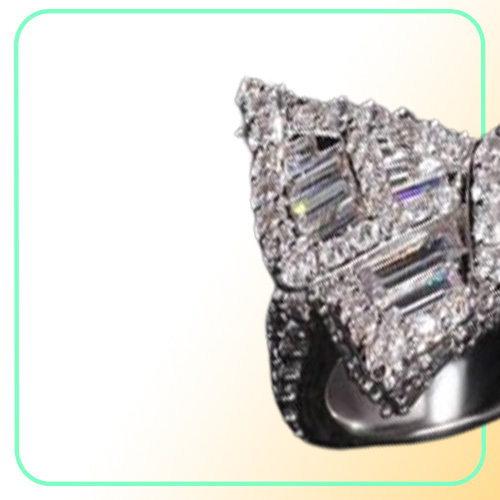 Butterfly CZ Diamond Rings Micro Paved Iced Out Cubic Zircon Fashion Mens Hip Hop Gold Ring Jewelry50282613500664