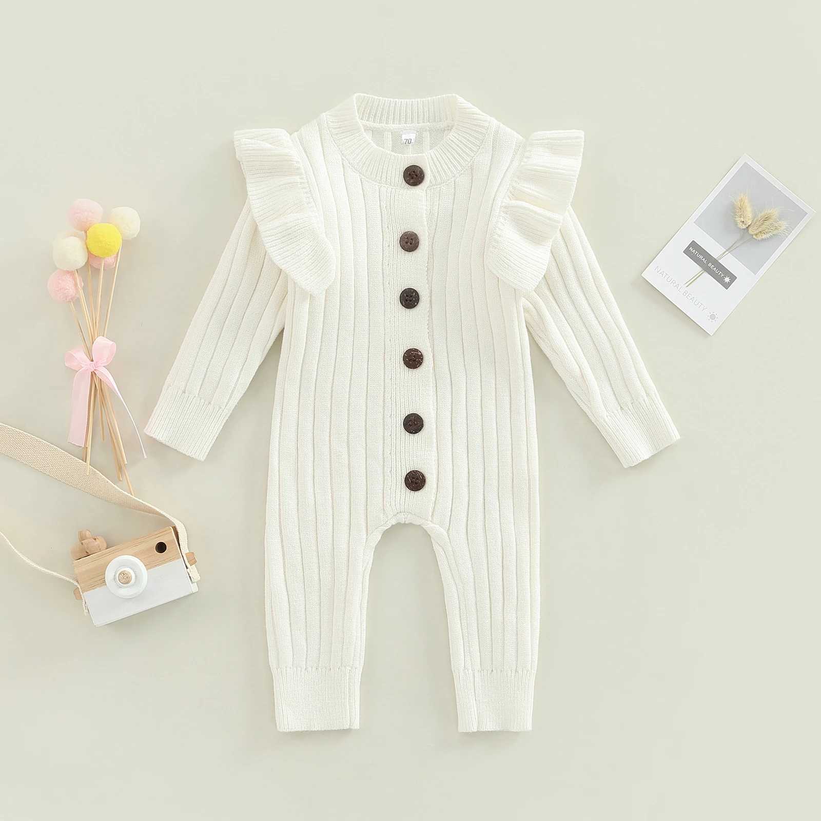 Rompers Ma Baby 0-18M Winter Fall Baby Romper Newborn Infant Baby Boy Girl Knit Clothes Warm Long Sleeve Ruffle Jumpsuit Soft ClothingL231114
