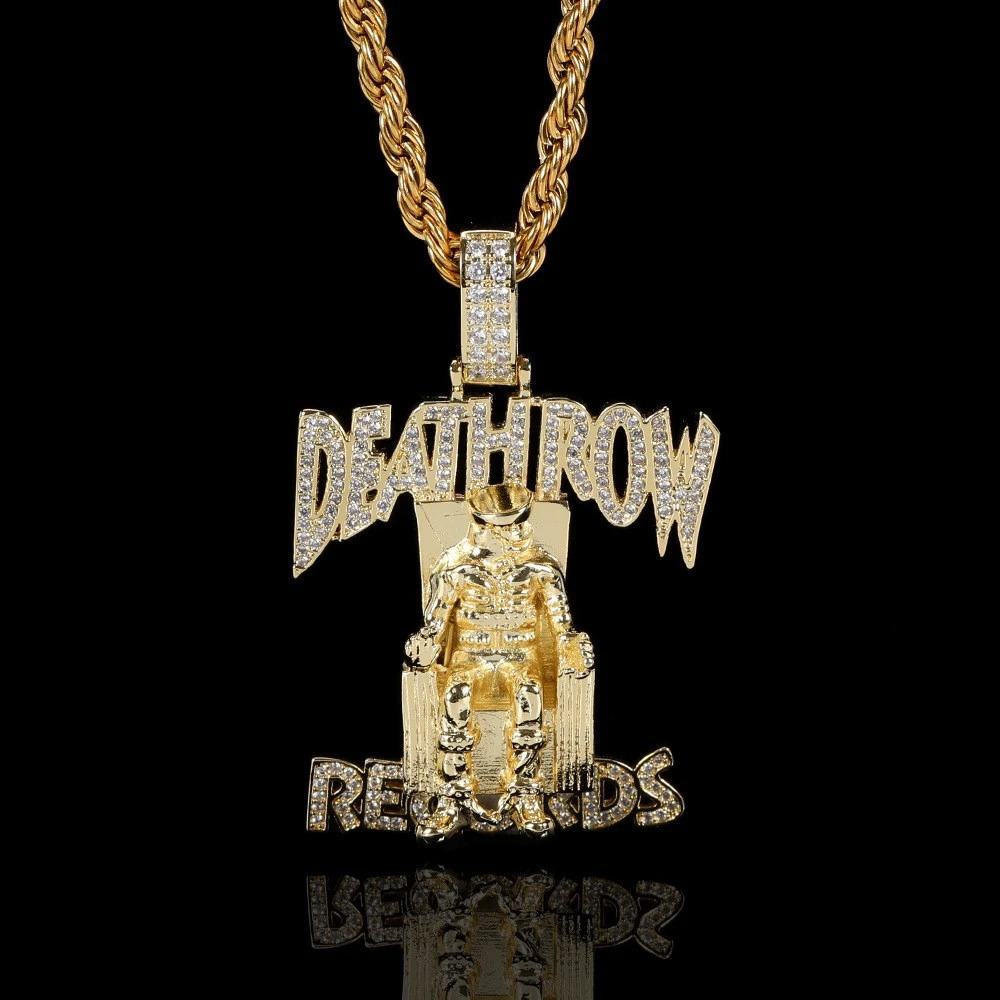 Pendentif Colliers Records Musique classique Deathrow Chaîne Collier pour hommes Femmes Full Zircon Prisonnier Alphabet Hip Hop King Drop 231216