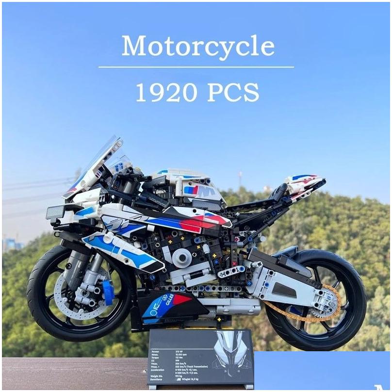 Blocks Blocks 1920 Pcs Technical Super Speed M 1000Rr Motorcycle Moc Building Block Compatible 42130 Motorbike Model Vehicle Bricks To Dhqgy