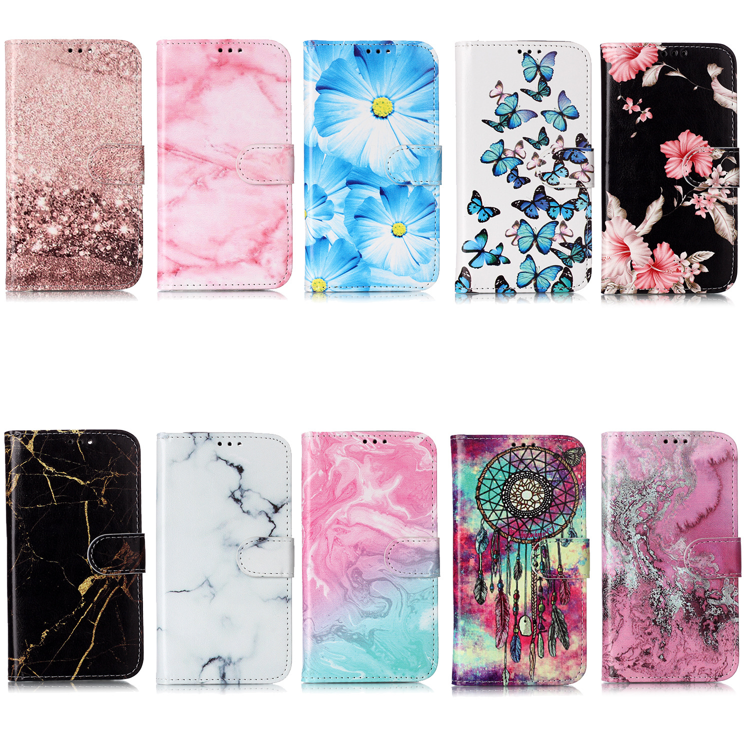 Wallet Leather Cases For OPPO Reno 10 A79 A98 F23 A58 A78 A38 A18 Reno 8 4G 5G Phone Case Cover Patterns Marble