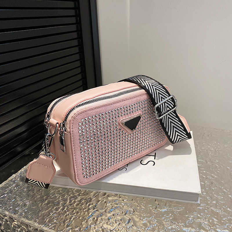 2024 New Designer women's crossbody shoulder Baobao Women's Summer Diamond Mounted Camera Simple Broadband INS Korean Crossbody Small Square Bag bag