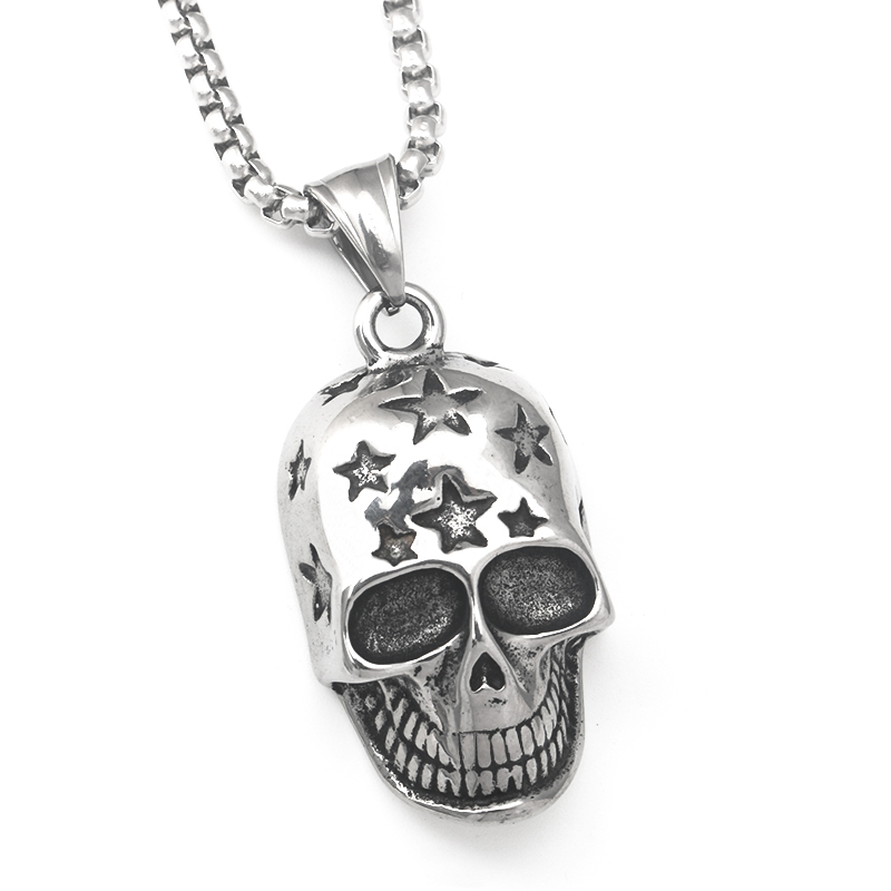 Stainless Steel New Vintage Fashion Personality Skull Pendant Necklace DIY Titanium Steel Jewelry Accessories For Men's