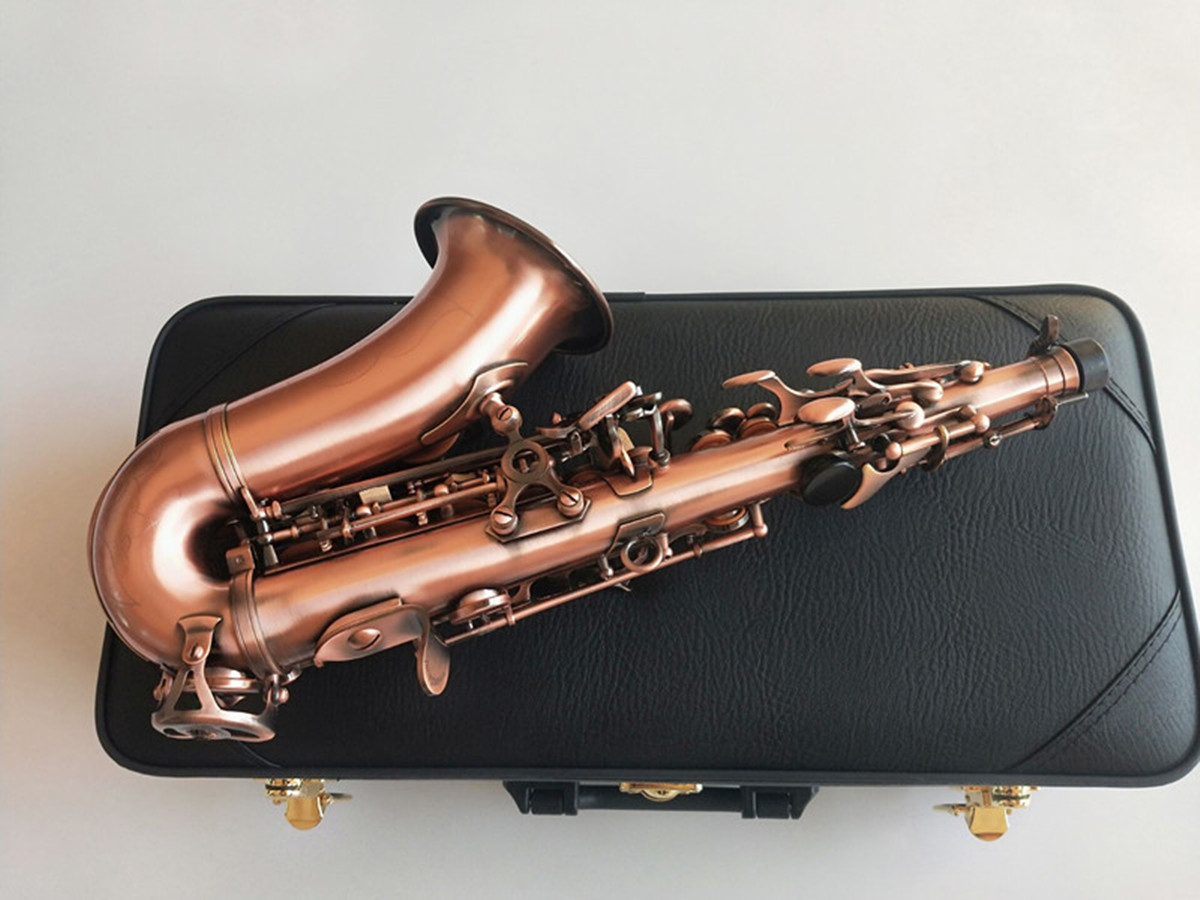 Soprano professionale che suona il sassofono bambini piegare Strumenti musicali Sax B-Flat in rame antico S-992 Spedizione gratuita