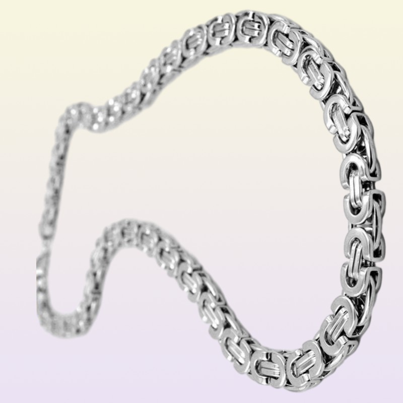 Collier en acier inoxydable Lien byzantin Silver Chain Men Femme Colliers Fashion Unisexe Colliers en argent épais Largeur 6 mm 8 mm 15963505