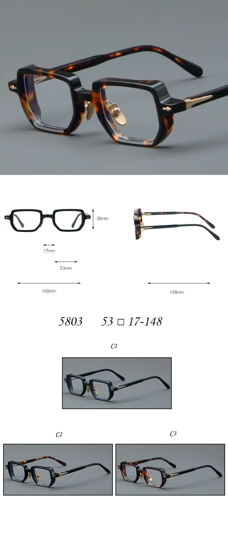 Sunglasses Frames Vintage Personalized Fashion Thick Plate Square High-quality Eyeglass Frame Men's Optical Prescription Anti Blue Light Glasses 231218