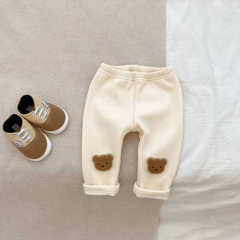 Overalls Newborn Baby Girl Boy Cotton Warm Pant Infant Toddler Child High Waist Trouser Fleece Inside Casual Bottom Baby Clothes 3M-2YL231114