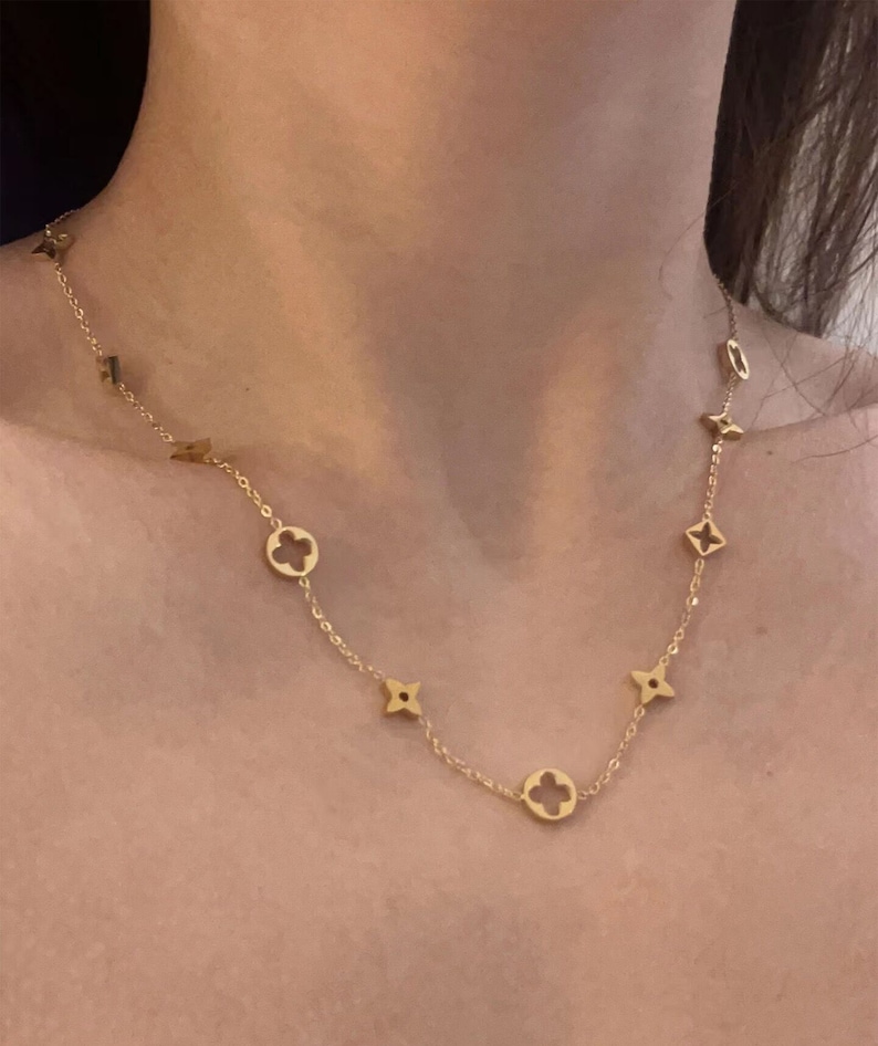 18k guldfylld vattentät klöverhalsband Lucky Clover smycken gåvor