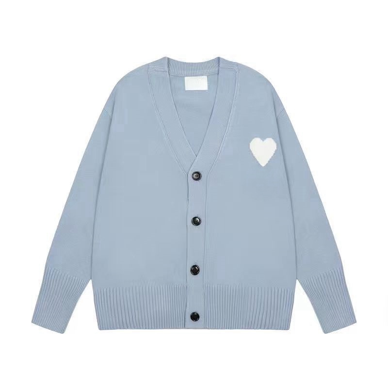 Kvinnors godisfärgad pullover cardigan V-hals Mens Designer Sweater Heart Classic Knitwear Sweater Cashmere Sweaters Men
