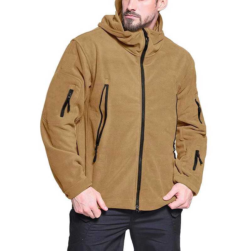 Jaquetas táticas de inverno militar tático jaqueta de lã masculina quente polar ao ar livre casaco com capuz multi-bolso casual esporte jaqueta do exército l231218