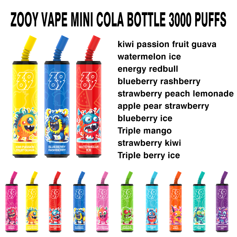 Zoy Vape Mini Cola Bottle Puff Vape 3000 Puffs Электронная сигарета 3000 10 вкусов 850 мАч 9 мл Vape Одноразовая сигарета Китай vs vapen 3000 vaper Puff Flex 2800