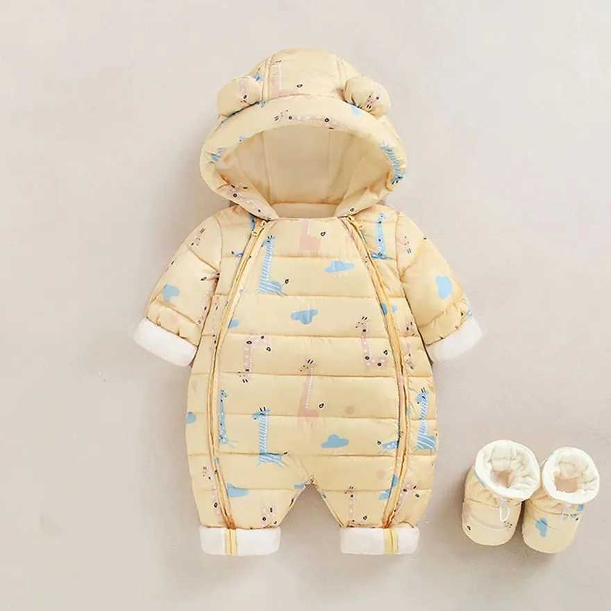 Barboteuses Nouveau-né automne hiver ensemble pour enfants infantile épaissir vêtements garçon à capuche bébé costume petites filles vêtements enfant en bas âge RomperL231114