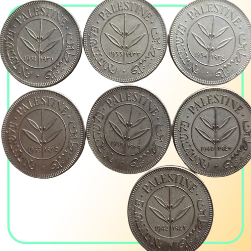 Israel Palestine 50 Mils Silver Full Set 1931 1933 1934 1935 1939 1940 1942 7st High Quality4108464