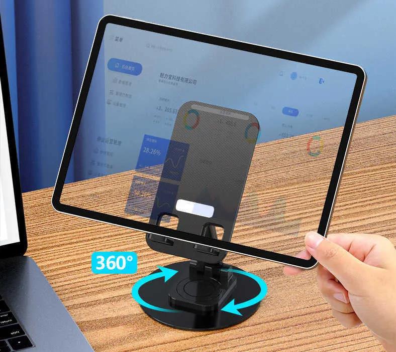 Supporto girevole da tavolo pieghevole a 360 gradi Mini supporti telefoni cellulari portatili pieghevoli regolabili in metallo in lega di alluminio iPhone iPad