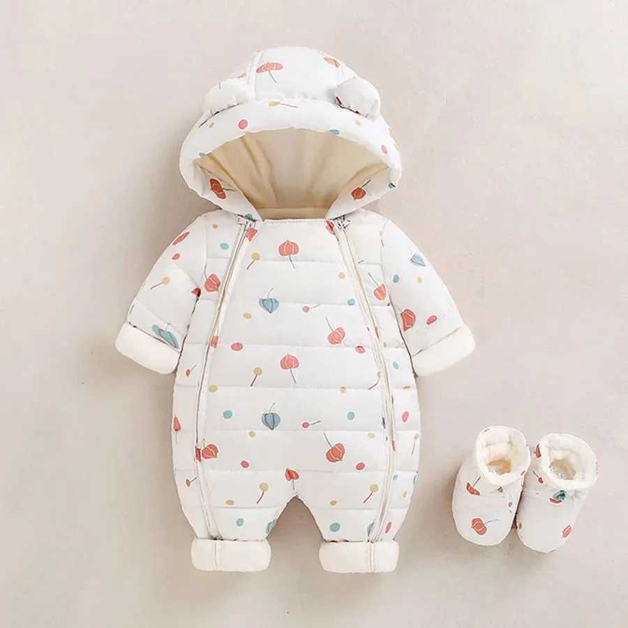 Barboteuses Nouveau-né automne hiver ensemble pour enfants infantile épaissir vêtements garçon à capuche bébé costume petites filles vêtements enfant en bas âge RomperL231114