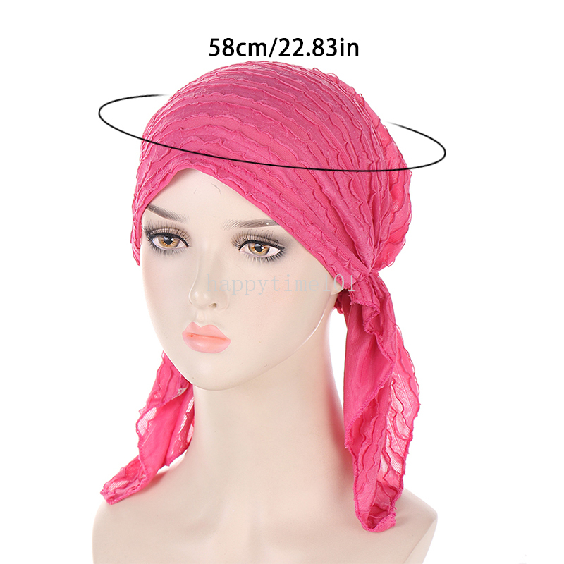 Nieuwe Vrouwen Geplooide Effen Kleur Tulband Hoed Chemo Cap Moslim Hijab Innerlijke Caps Haaruitval Cover Mutsen Motorkap Lange Staart headwrap