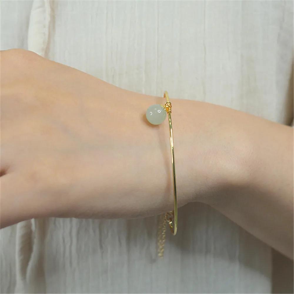 팔찌 수제 싱글 비즈 Hetian Jade Bracelet Nice 신선한 기질 팔찌 뱅글 ins 스타일 보석