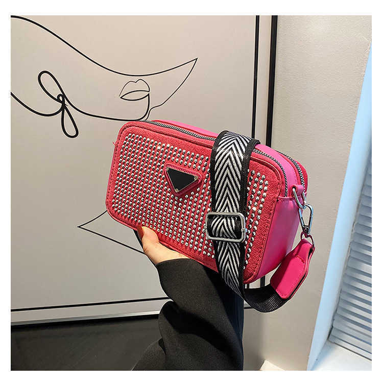 2024 New Designer women's crossbody shoulder Baobao Women's Summer Diamond Mounted Camera Simple Broadband INS Korean Crossbody Small Square Bag bag