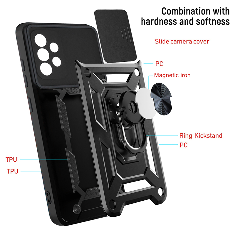 Custodie cellulari con cavalletto antiurto Samsung A04 A14 A54 A13 A33 A12 A72 A82 Custodia scorrevole fotocamera Custodia magnetica telefono Shell
