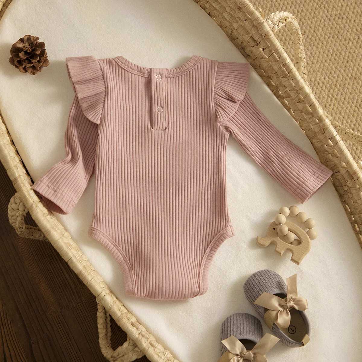 Rompers MA Baby 0-24m Spring Fall Nowonarodzone dziewczynki Romper Niemowlę Kościelskie kombinezon Miękki długi rękaw stały kolor odzieży 231114