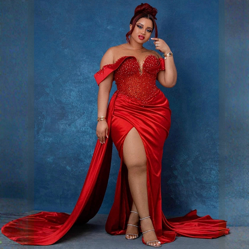 Plus size aso ebi Afrikaanse Arabische prom -jurken pure nek tule kant avondjurk elegant voor zwarte vrouwen tweede receptie verjaardagsfeestjurken vestido formeel nl039