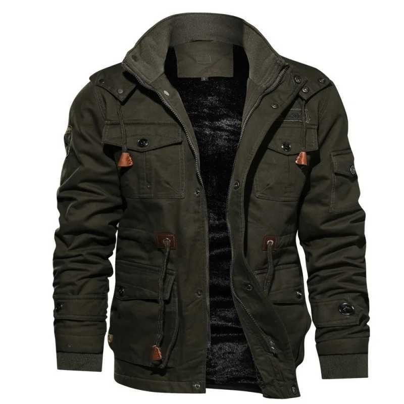 Giacche tattiche Uomo Giacche militari invernali Cappotti Multitasche Giacche cargo casual Cappotti invernali in cotone maschile di alta qualità Parka caldi Taglia 6XLL23118