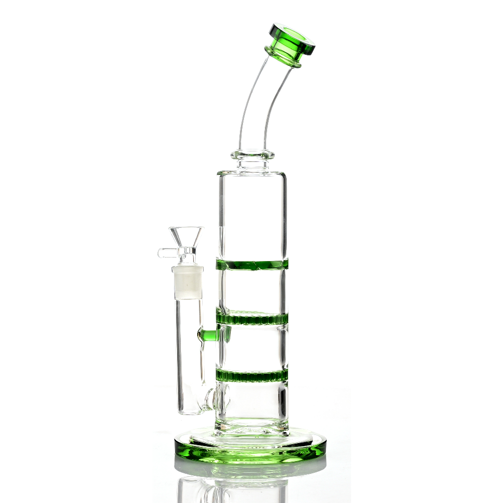 12 inch thick glass bong hookah turbo double honeycomb perc glass water pipe