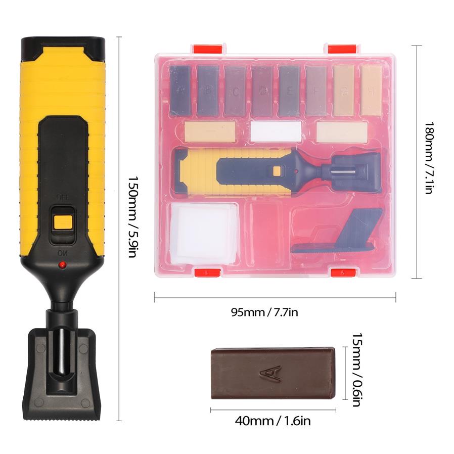 Reparaturset für Laminatböden, Reparaturset für Laminatböden, Wachssystem, Boden, Arbeitsplatte, stabiles Gehäuse, Chips, Kratzer, Men236D