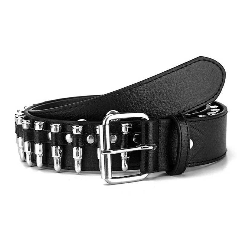 Cinturones Steam Punk Cinturón de balas Y2K Goth Mujeres Hombres Moda Damas Remache Tachonado Cinturón de cuero de imitación Señoras Jeans Accesorios retroL231218