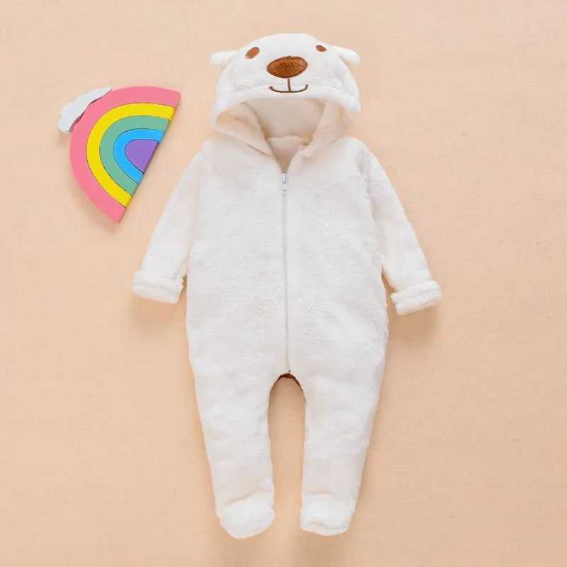 Rompers Winter Baby Clothes Cute Cartoon Bear Baby Rompers Pajamas Cotton Infant Boy Girls Costume Zipper Jumpsuit 0-24 MonthsL231114