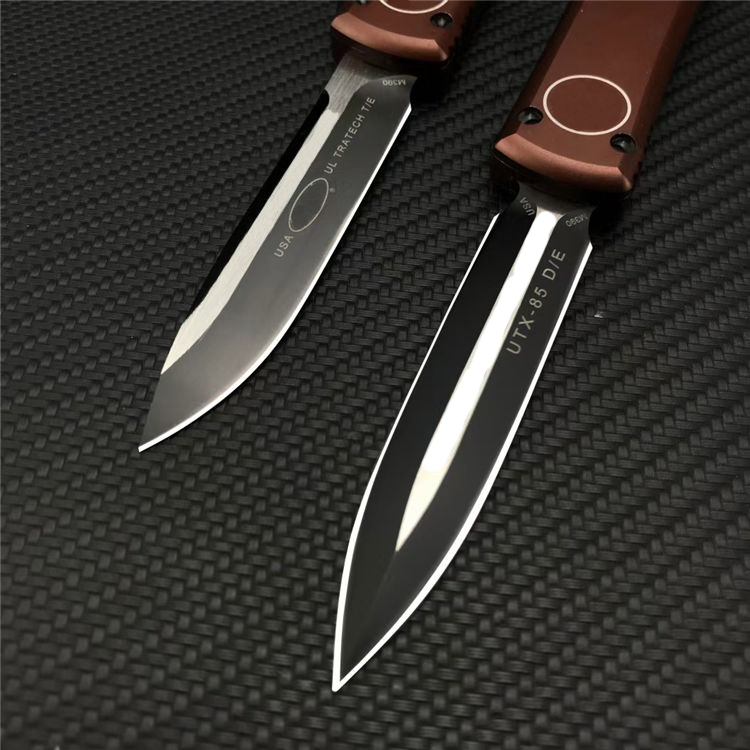 Brown MICRO TECH UT OTF AUTO Knife 3.464" D2 Steel Blade,Aviation aluminum Handles,Camping Outdoor Tactical Knives EDC Pocket Knifes UT85 BM 3300 3400 4600