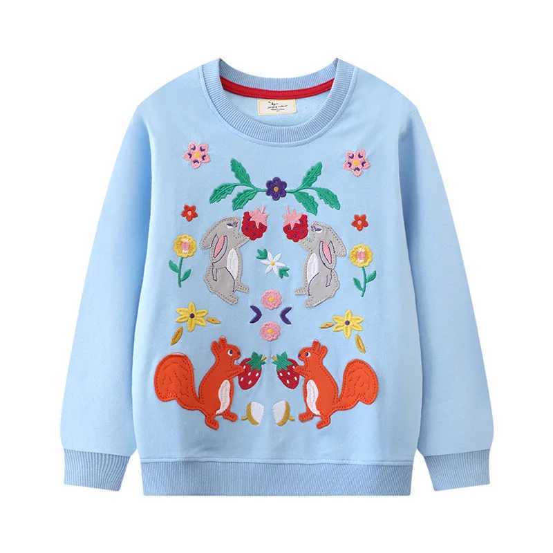 Pullover Metri da salto Nuovo arrivo Animali Ricamo Autunno Primavera Felpe bambini Manica lunga Bambino Bambini Camicie sportive CostumeL231215