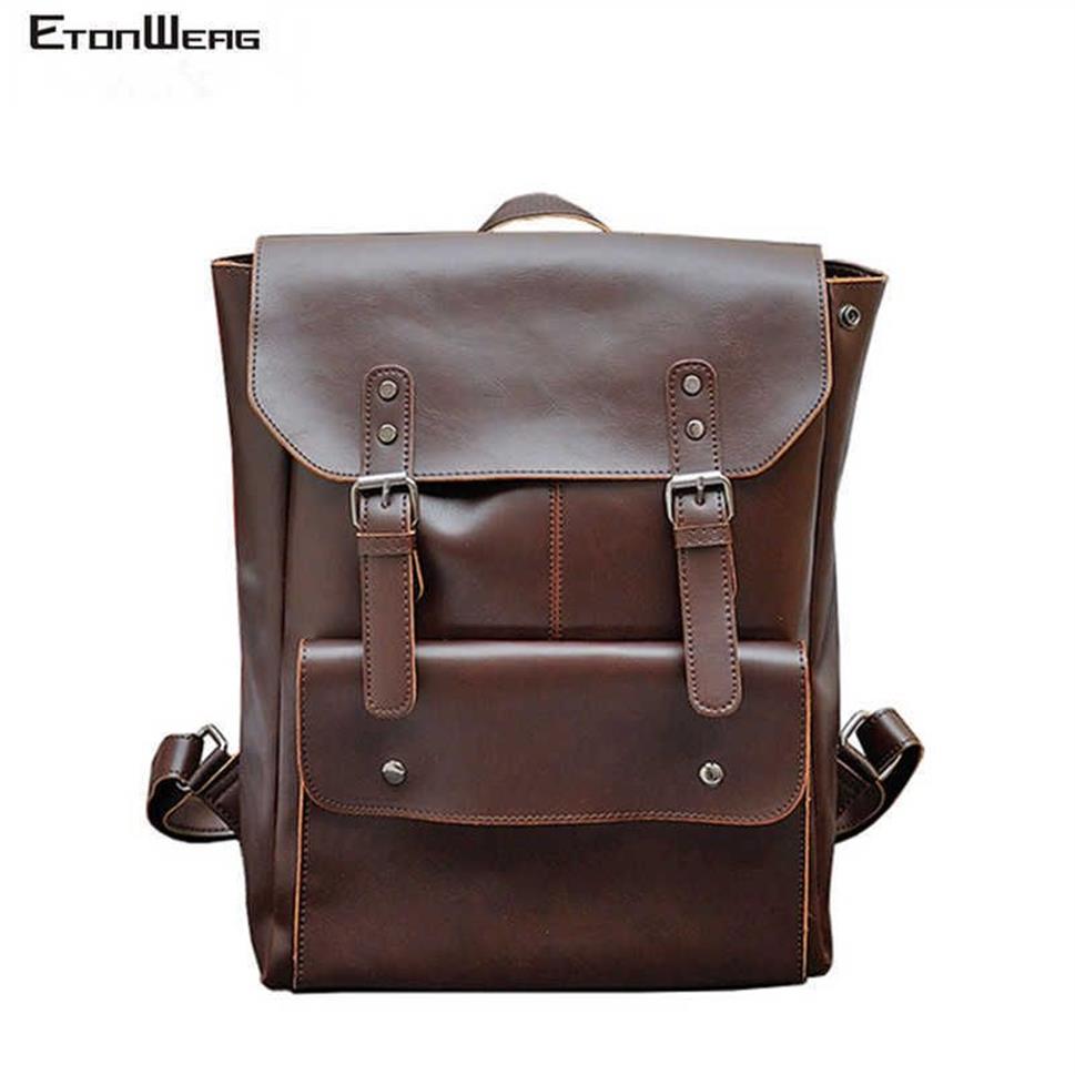 Briefcases Business office Laptop Backpack Men Multifunction School bags Designer PU Leather backbag women Travel bag pack Casual 255A