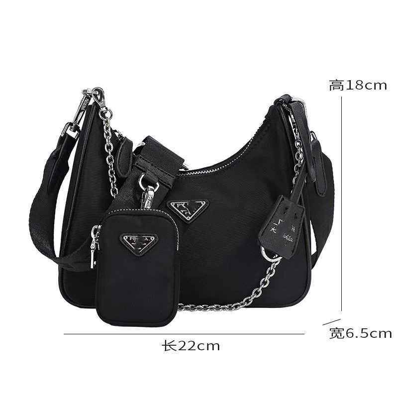 2024 Neue Designer-Damen-Crossbody-Schulter-Nylon-Drei-in-Eins-Hobo-Tasche für Damen. Mittelalte Halbmond-Einzel-Unterarm-Kettentasche