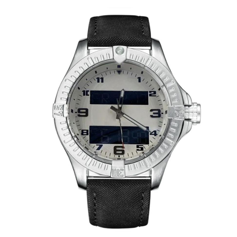 Mode blauwe wijzerplaat horloges heren dubbele tijd zone horloge elektronische aanwijzer display montre de luxe polshorloges rubberen band mannelijke klok312o
