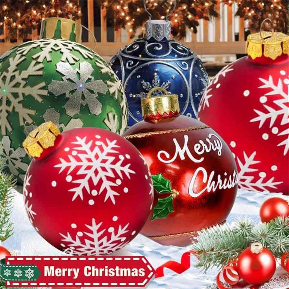 Bolas de Navidad de 60cm, decoraciones para árboles, atmósfera exterior, juguetes inflables de PVC para el hogar, Bola de regalo de Navidad, 1 ud., 60cm, 210910297e