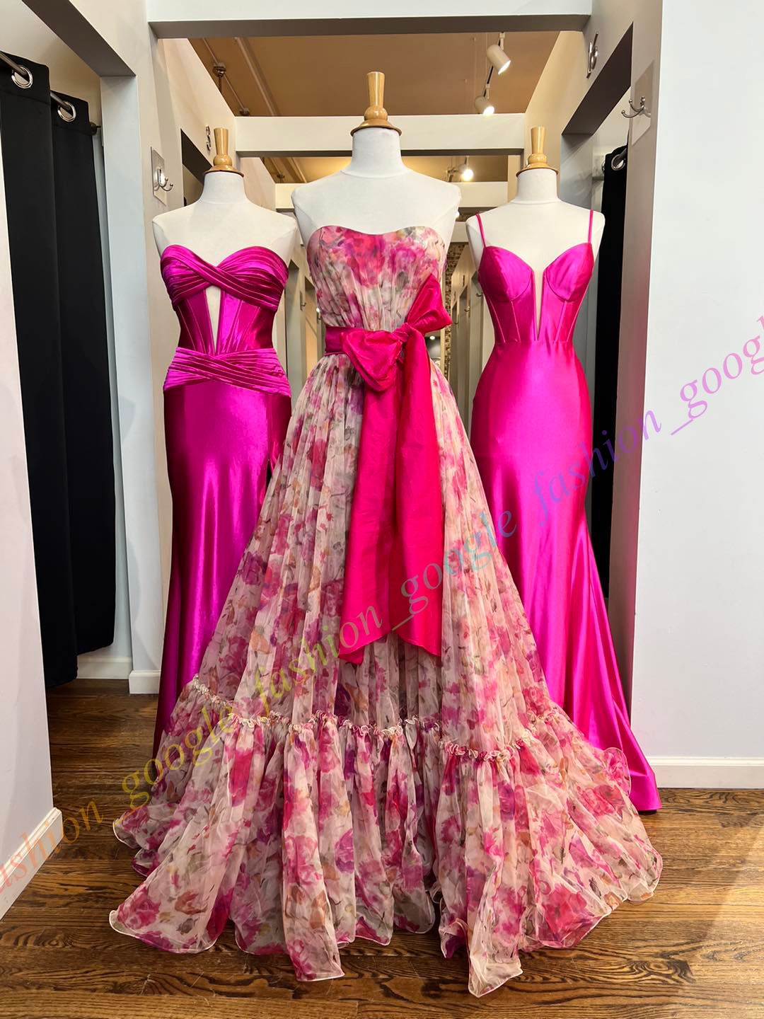 Olho captura quente rosa floral vestidos de baile 2024 tafetá arco strapless organza longo formal noite cocktail festa de gala bonito pageant vestidos saia fenda