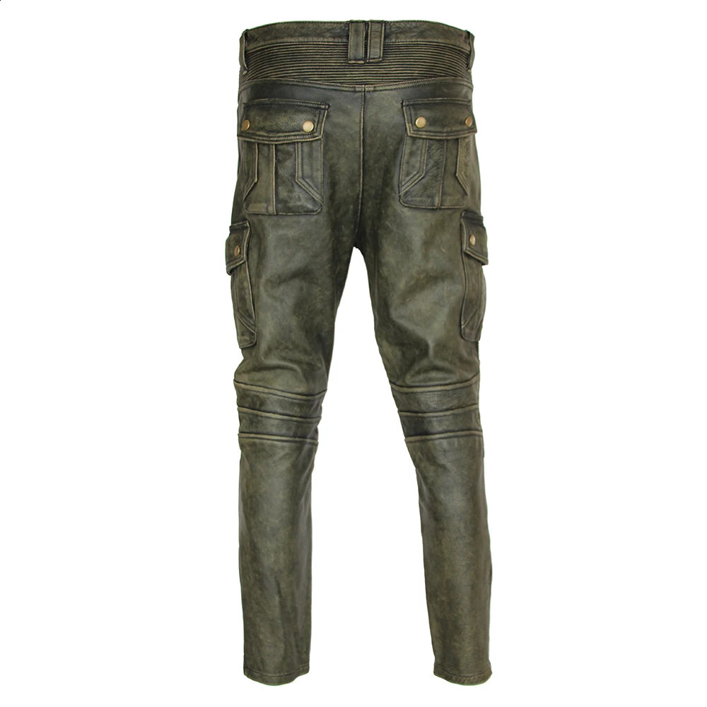 Damesbroek Capris Heren Leer Voor Mannen Motorbroek Echte Koeienhuid Beschermende Rijden Bikerbroeken Beschermers Pantalones Cuero Moto 231218