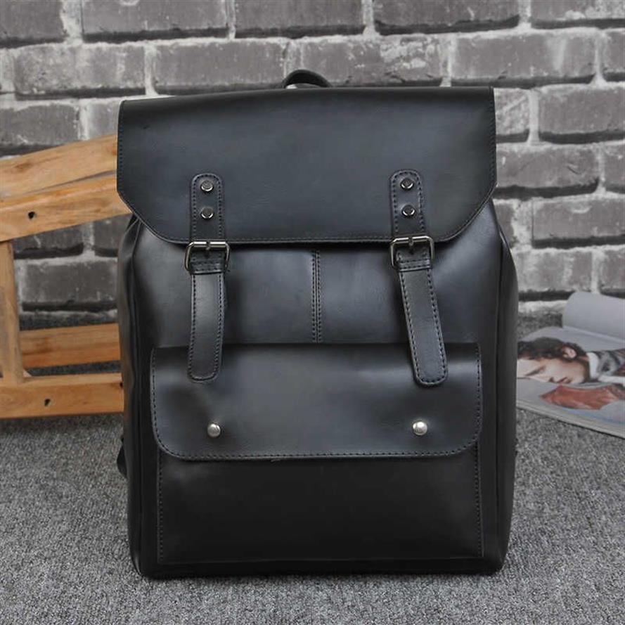 Briefcases Business office Laptop Backpack Men Multifunction School bags Designer PU Leather backbag women Travel bag pack Casual 255A