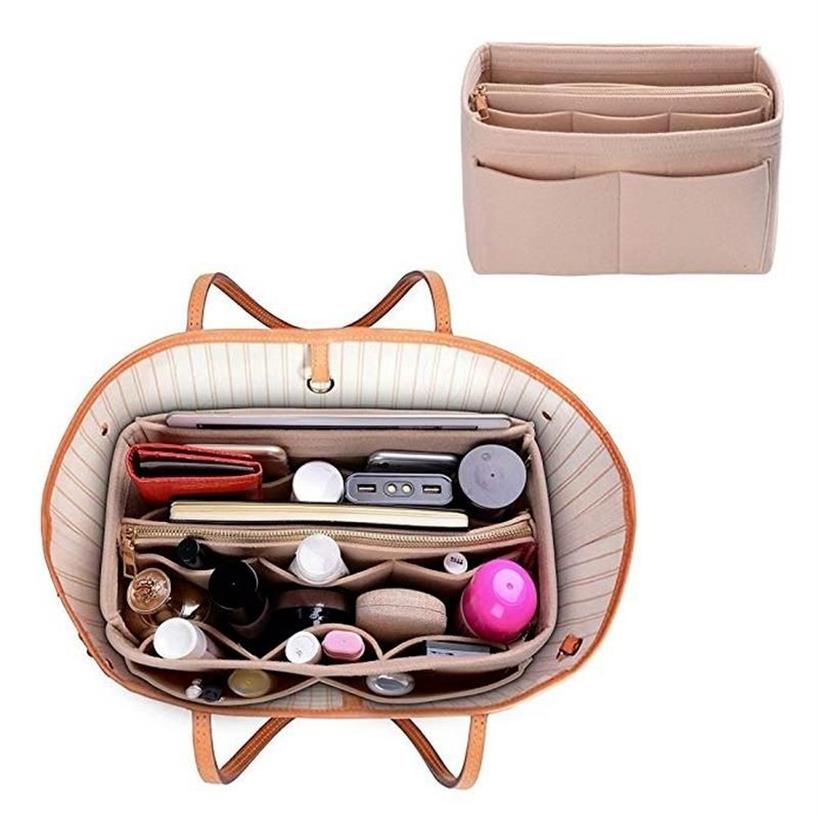 Organizer trucco in feltro borsa interna da viaggio Borsa cosmetica portatile con cerniera Borsa trucco Borse da toilette mai piene3363