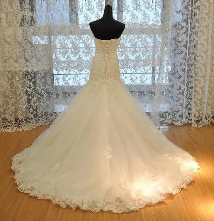 Robe de Noiva Sereia robes de mariée avec appliques sans manches dos nu sirène robe de mariée pas cher longue robe de mariée