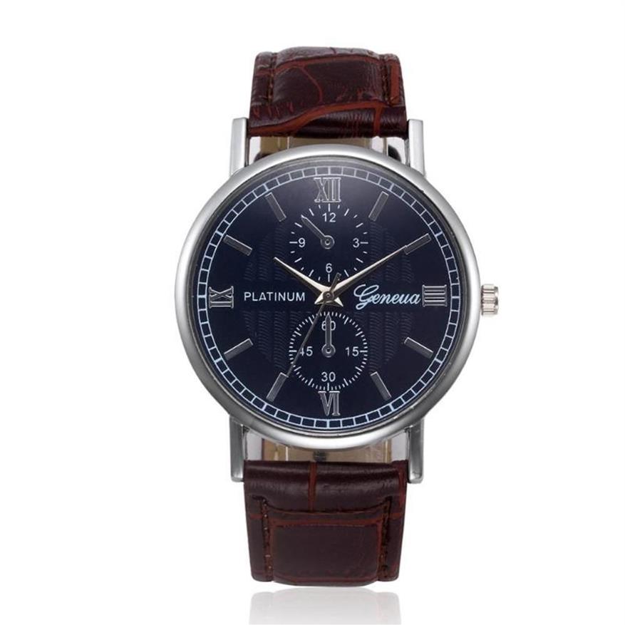 Horloges Genève Romeinse Cijfers Nep Ogen Heren Horloge Mode Riem Casual Business Klok Merk Quartz Relogio Masculino2334