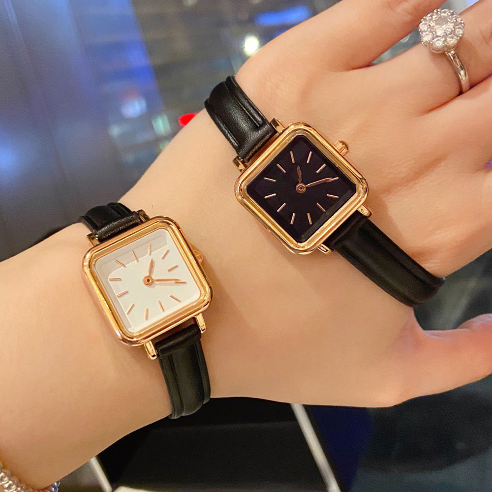 Mode marque complète montres femmes fille bracelet en cuir Quartz avec Logo horloge de luxe Dan 13