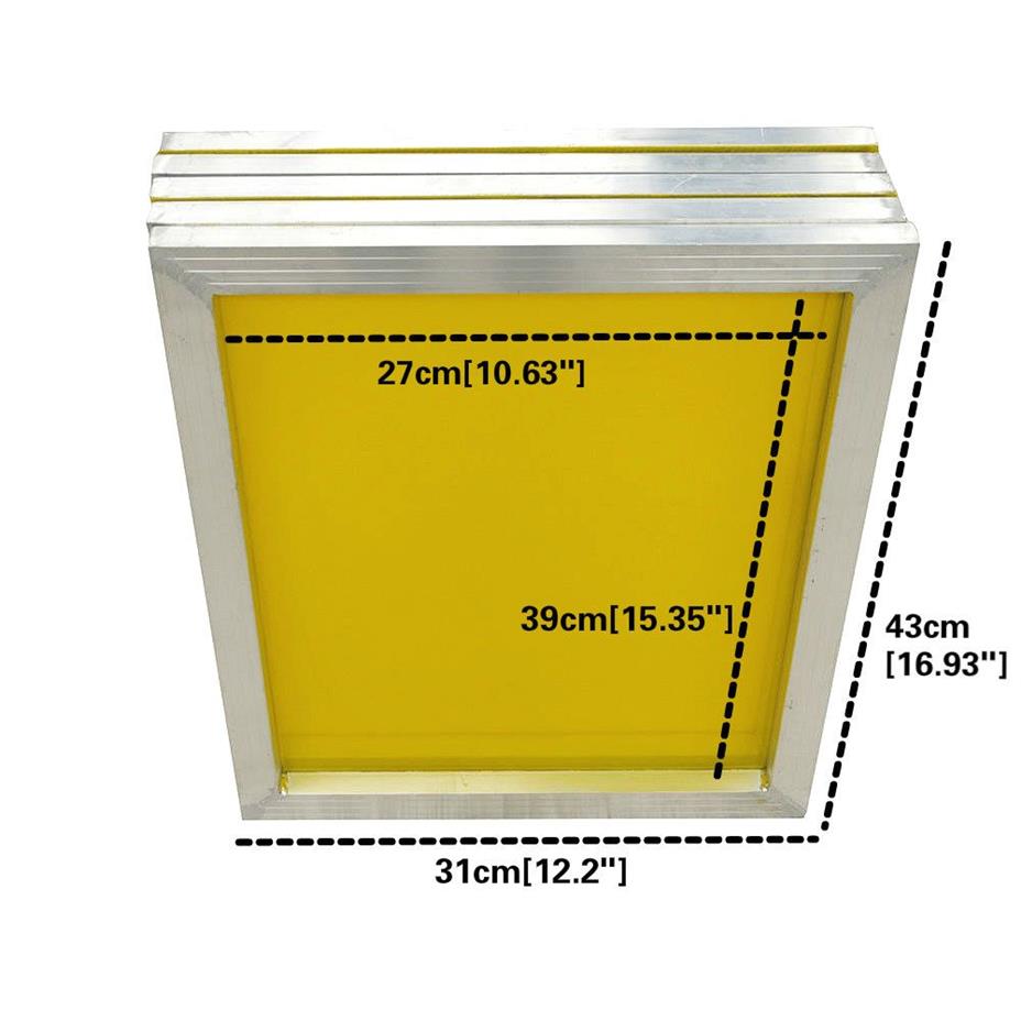 Quadro de impressão de tela de alumínio 43 31cm esticado com malha amarela de poliéster com impressão de seda branca 120T para placa de circuito impresso T2005260z