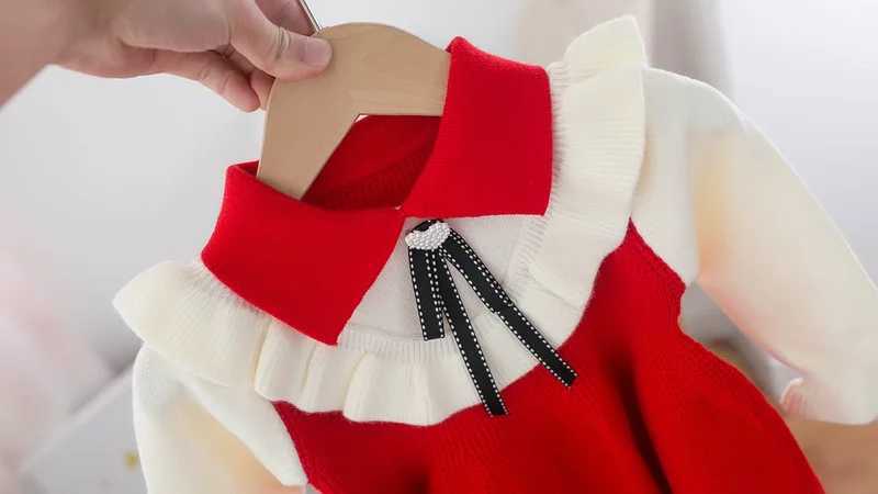 Girl's Dresses Baby Girls Dress Birthday Christmas Clothing Autumn Winter Children Sweater Girls Skirt Top Baptism Dresses Newborn Clothes