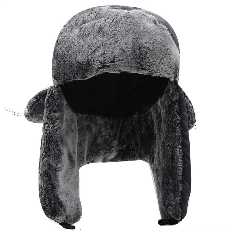 Trapper Chapéus Unissex Homens Mulheres Russo Chapéu Bomber Quente Soldado Orelha Flaps Inverno Ski Sólido Fluffy Faux Fur Cap Headwear Bonnet 231219